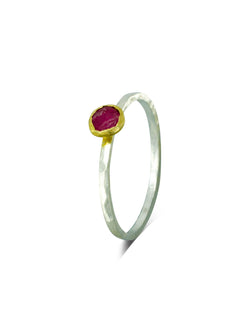 Rough Cut Ruby Stacking Ring Set Ring Pruden and Smith   