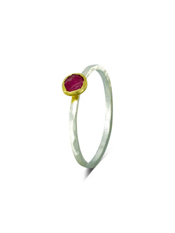 Rough Cut Ruby Silver Stacking Ring Ring Pruden and Smith   