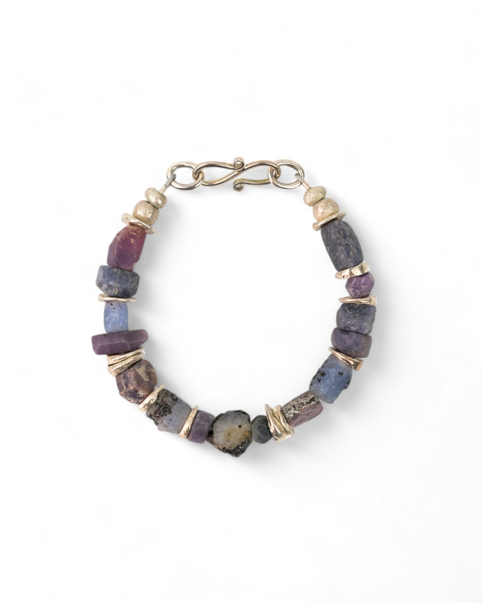 Rough Sapphire and Silver Discs Bracelet Bracelet Pruden and Smith