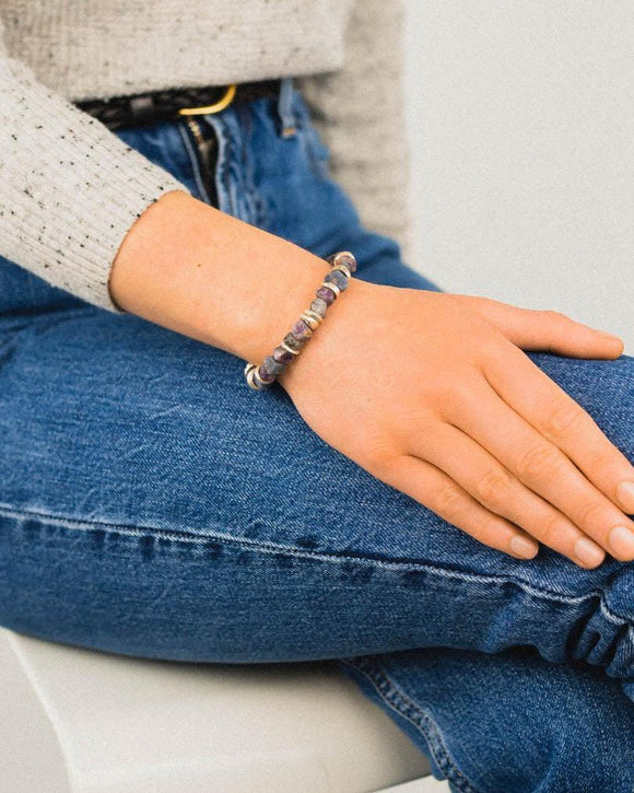 Rough Sapphire and Silver Discs Bracelet Bracelet Pruden and Smith