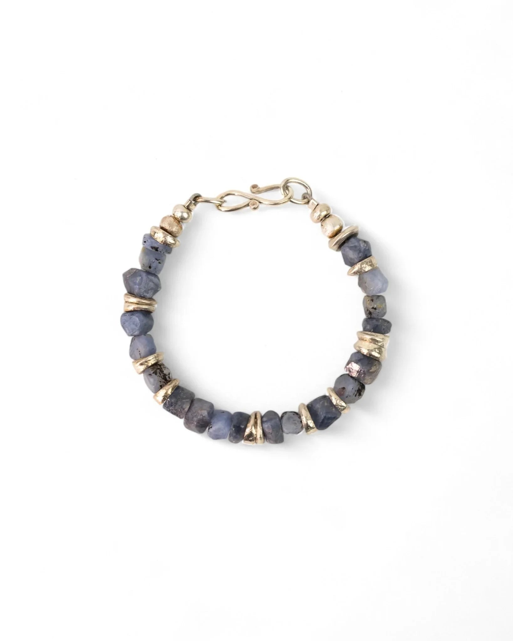 Rough Sapphire with Silver Discs Bracelet (Blue) Bracelet Pruden and Smith
