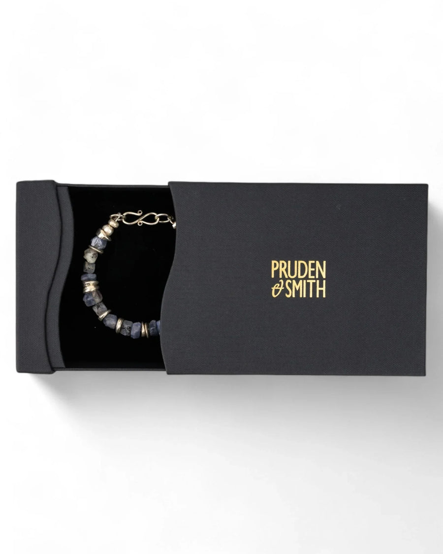 Rough Sapphire with Silver Discs Bracelet (Blue) Bracelet Pruden and Smith