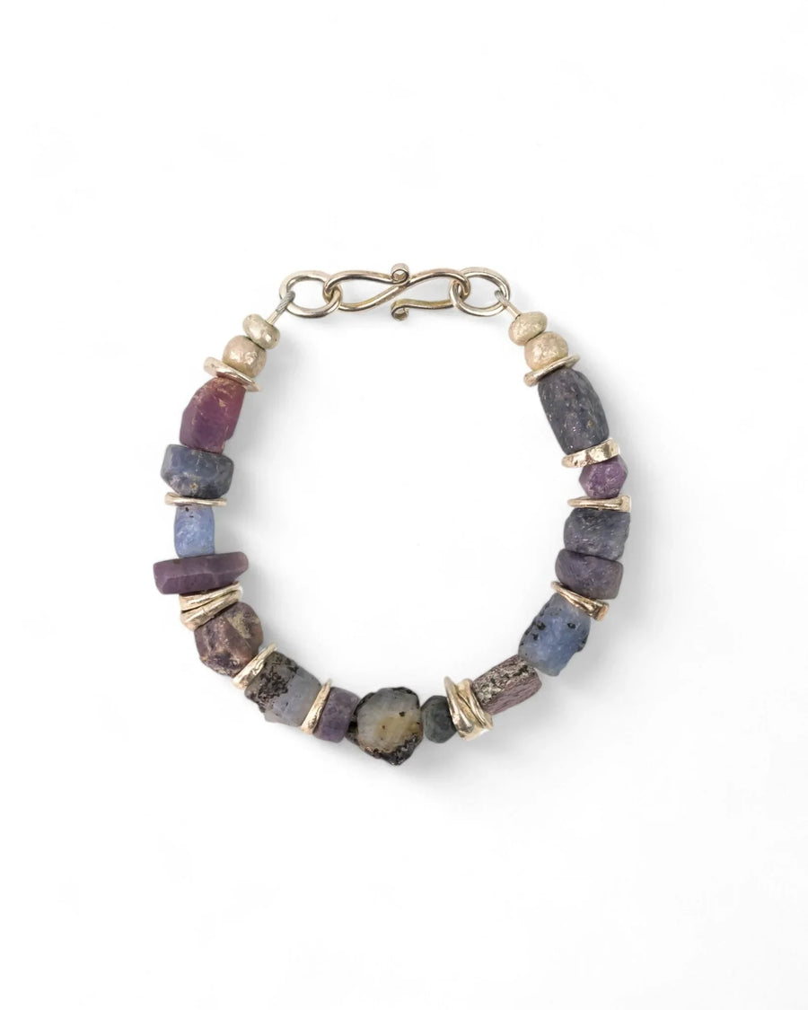 Rough Sapphire and Silver Discs Bracelet Bracelet Pruden and Smith