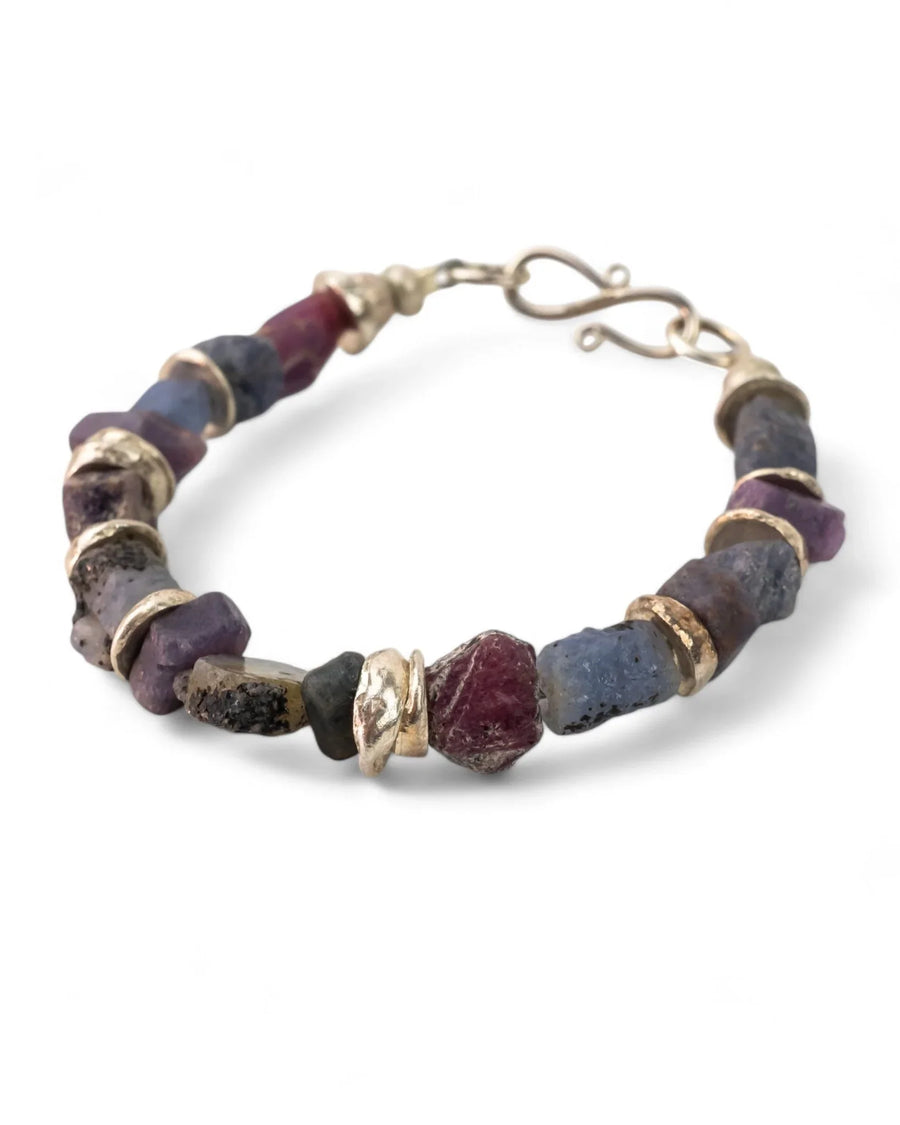 Rough Sapphire and Silver Discs Bracelet Bracelet Pruden and Smith