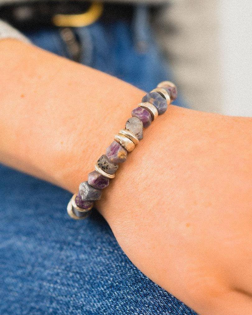 Rough Sapphire and Silver Discs Bracelet Bracelet Pruden and Smith