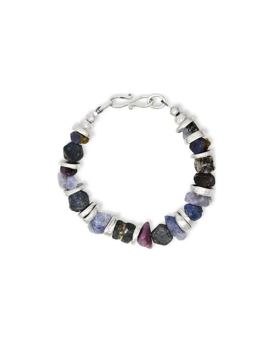 Rough Sapphire and Silver Discs Bracelet Bracelet Pruden and Smith