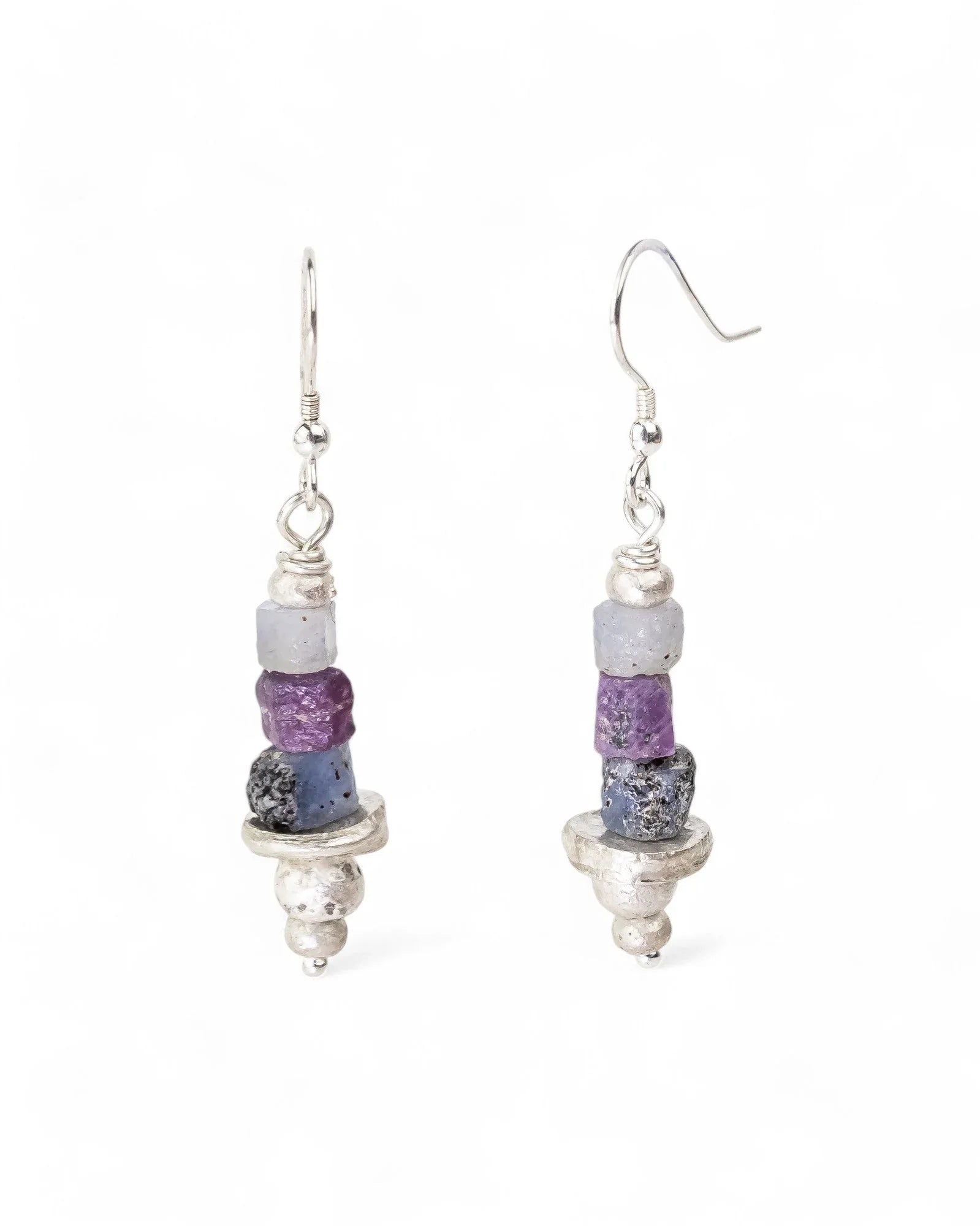Rough Blue Pink Sapphire Earrings Earrings Pruden and Smith