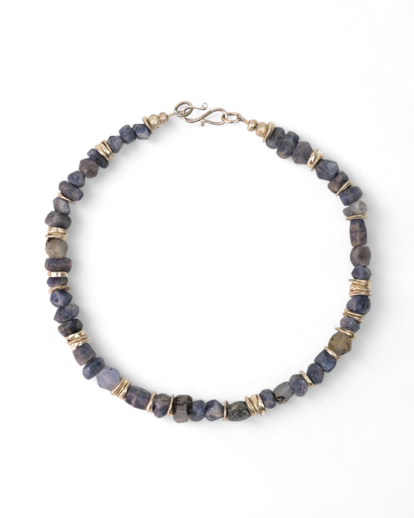 Rough Sapphire with Silver Discs Necklace (Blue) Necklace Pruden and Smith