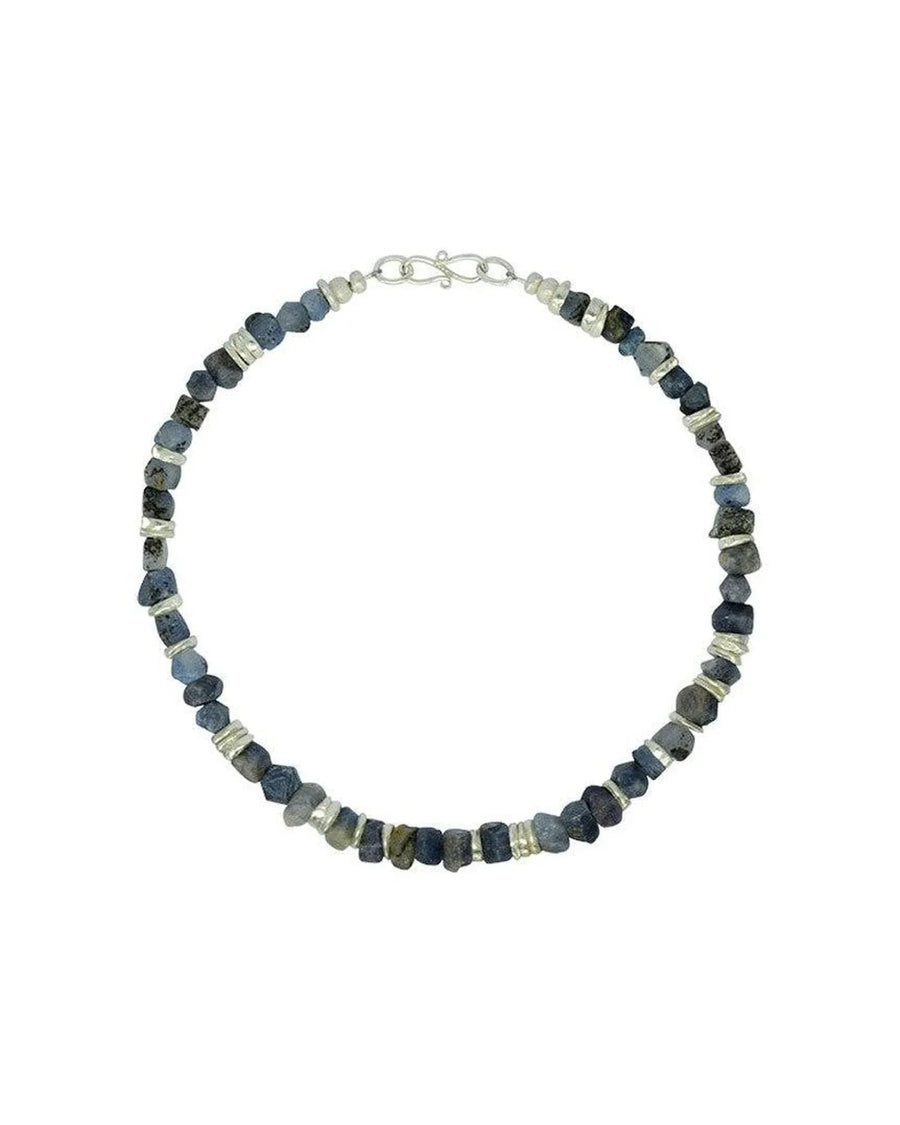 Rough Sapphire with Silver Discs Necklace (Blue) Necklace Pruden and Smith