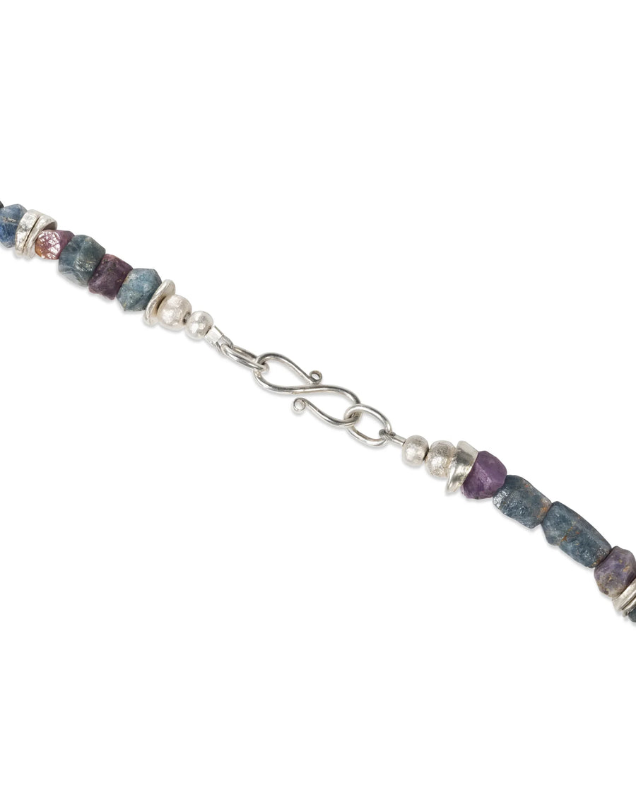 Rough Sapphire with Silver Discs Necklace (Blue and Pink) Pruden and Smith Catch