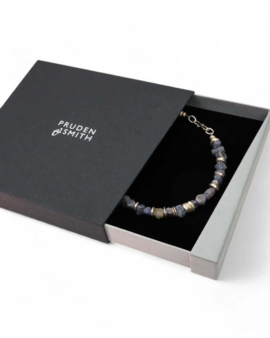 Rough Sapphire with Silver Discs Necklace (Blue and Pink) Pruden and Smith Boxed