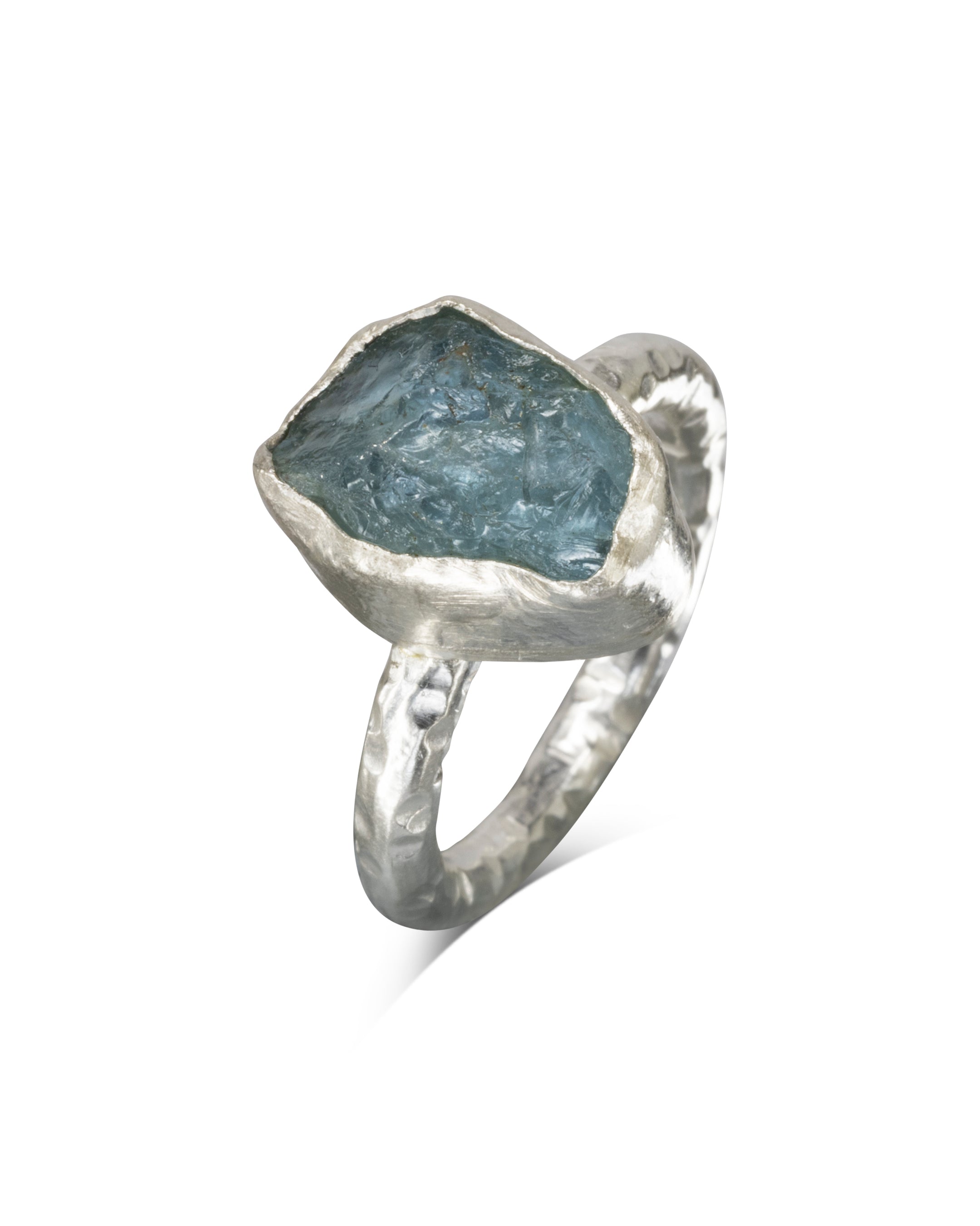 Aquamarine Rough Cut Stacking Rings Ring Pruden and Smith 