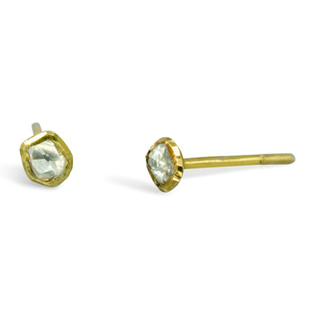 Rough Diamond 18ct Gold Stud Earrings Earring Pruden and Smith   