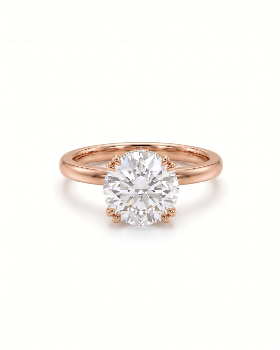 Round Cut Hidden Halo Engagement Ring