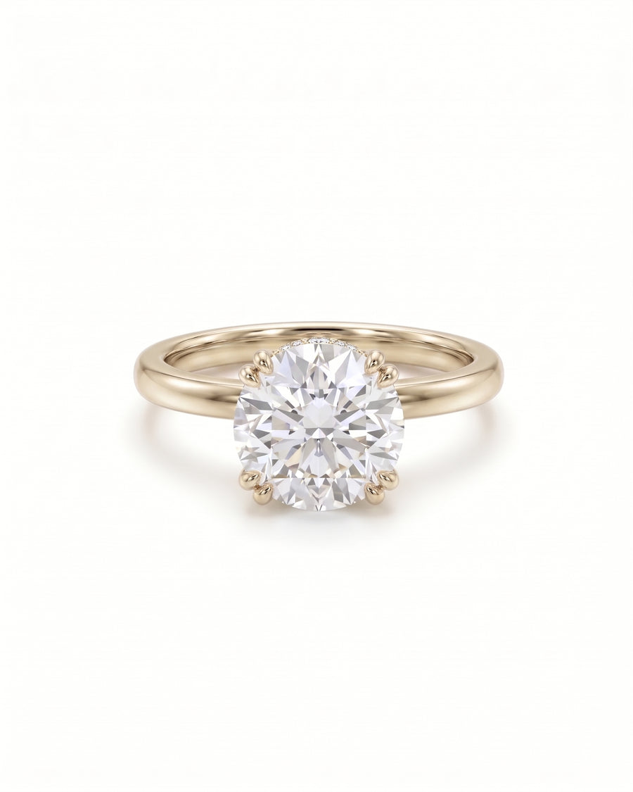 Round Cut Hidden Halo Engagement Ring