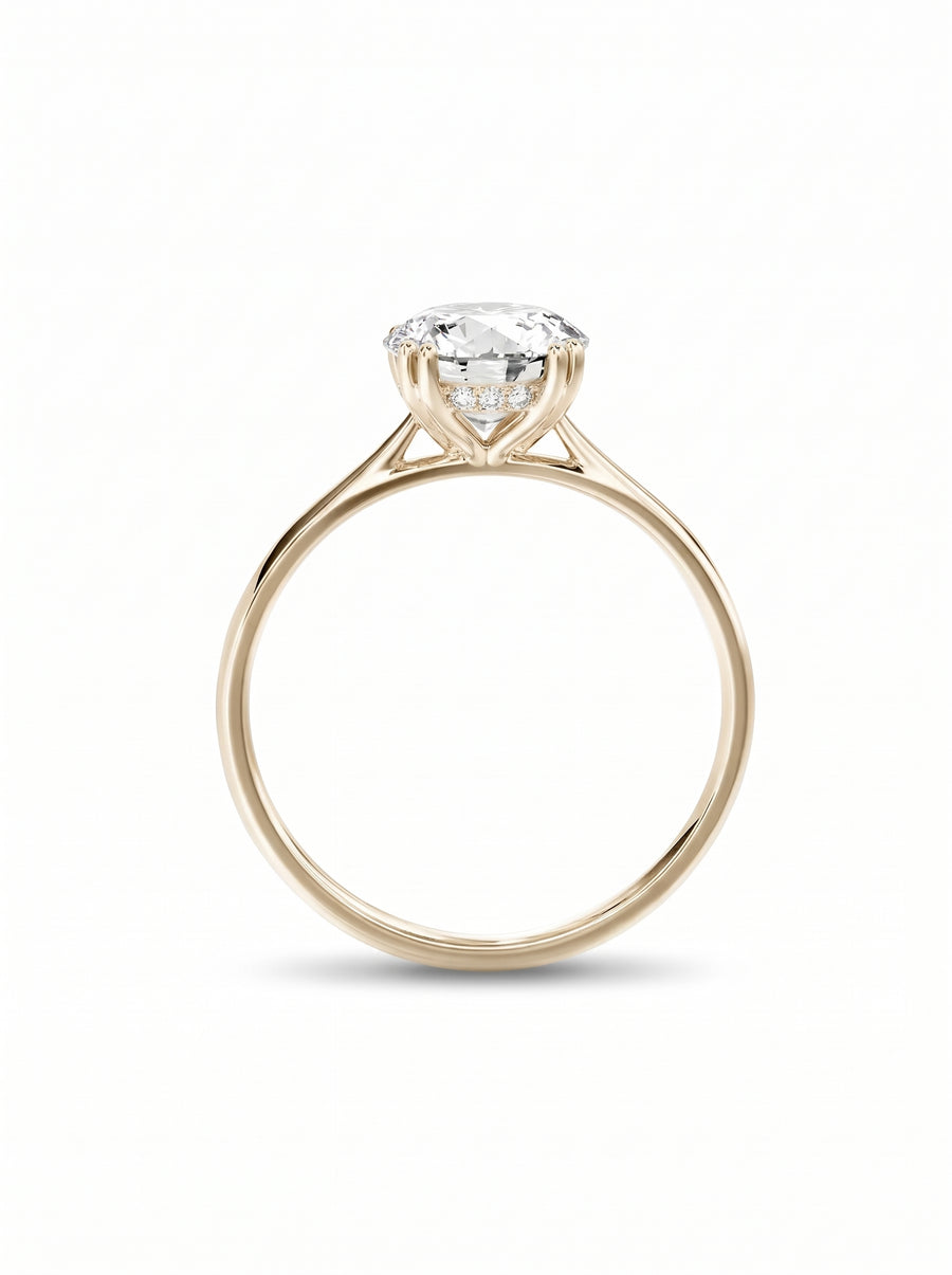 Round Cut Hidden Halo Engagement Ring