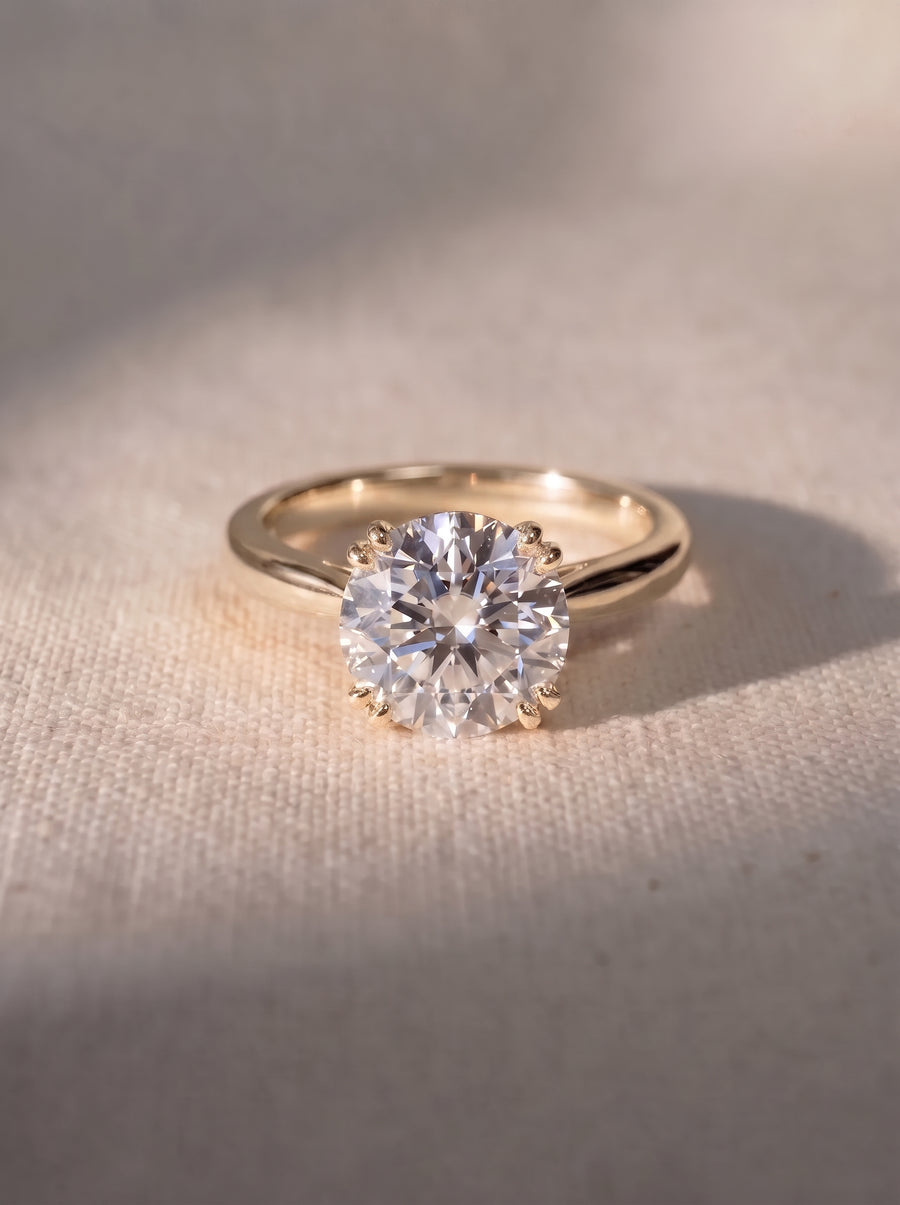 Round Cut Hidden Halo Engagement Ring