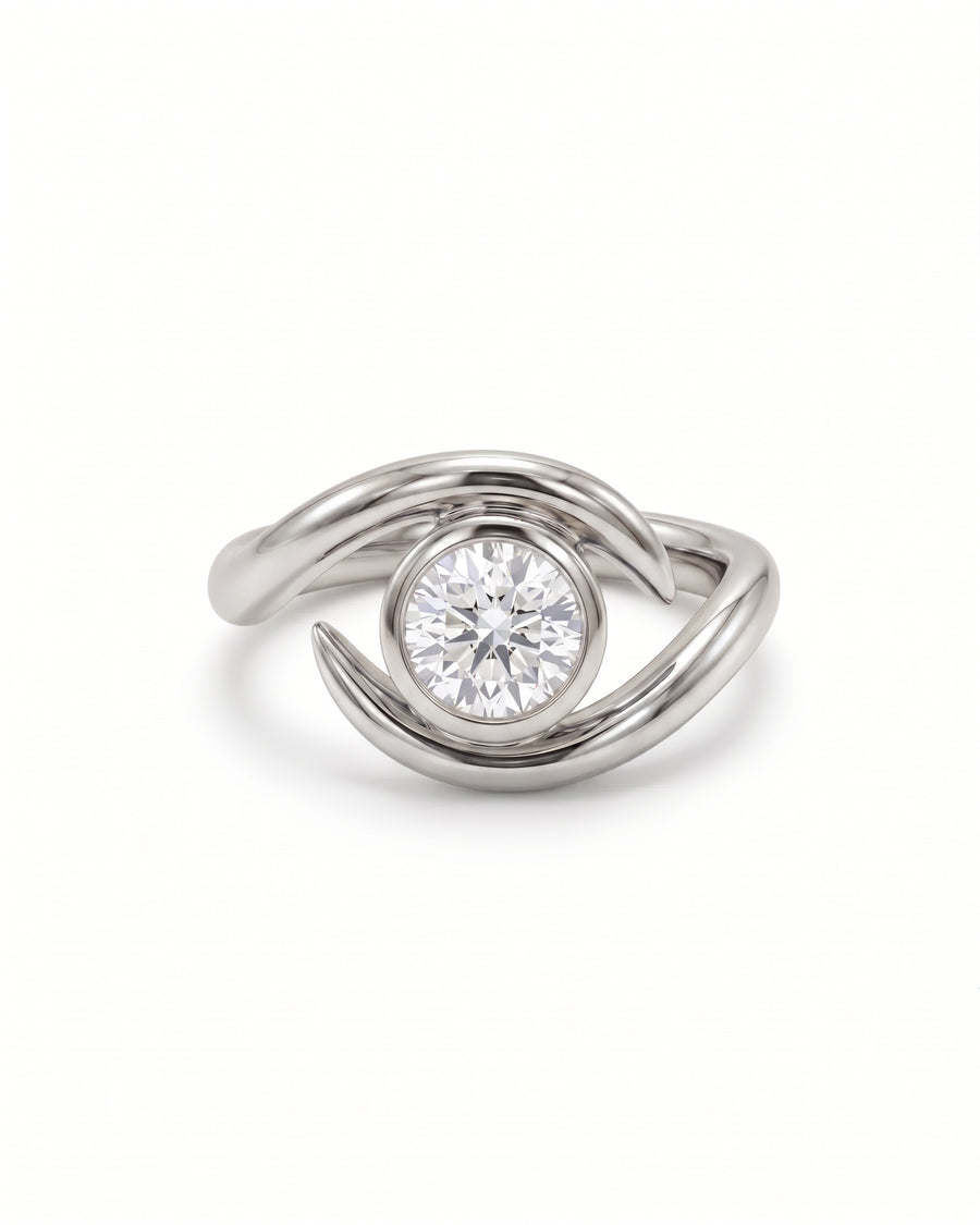 Round Cut Spiky Engagement Ring