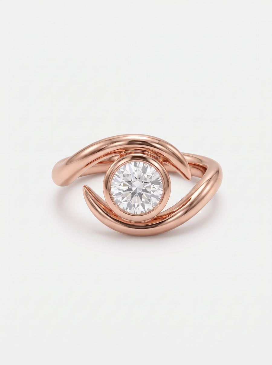Round Cut Spiky Engagement Ring