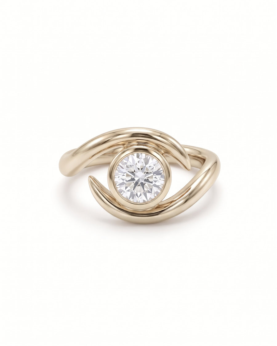 Round Cut Spiky Engagement Ring