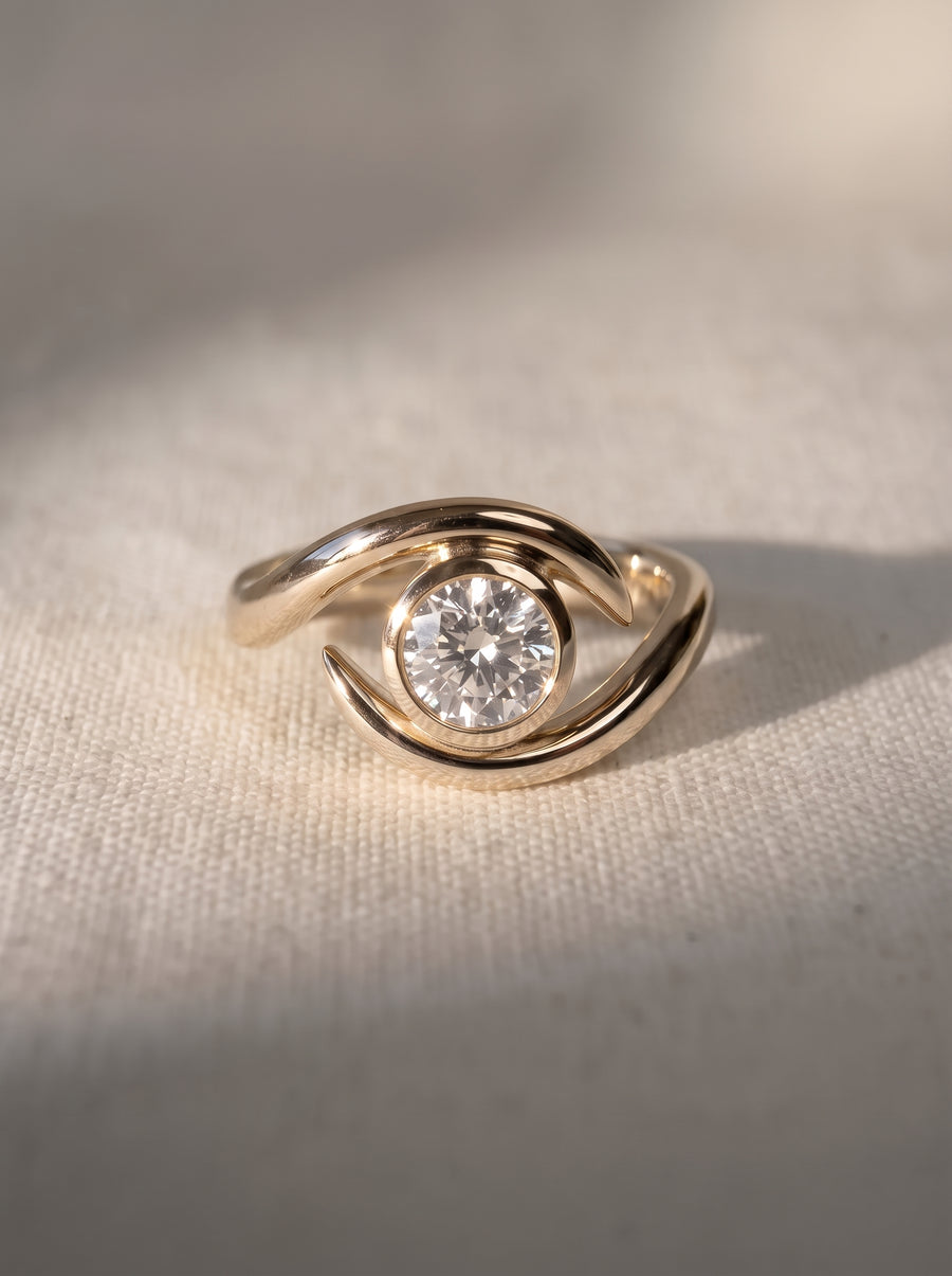 Round Cut Spiky Engagement Ring