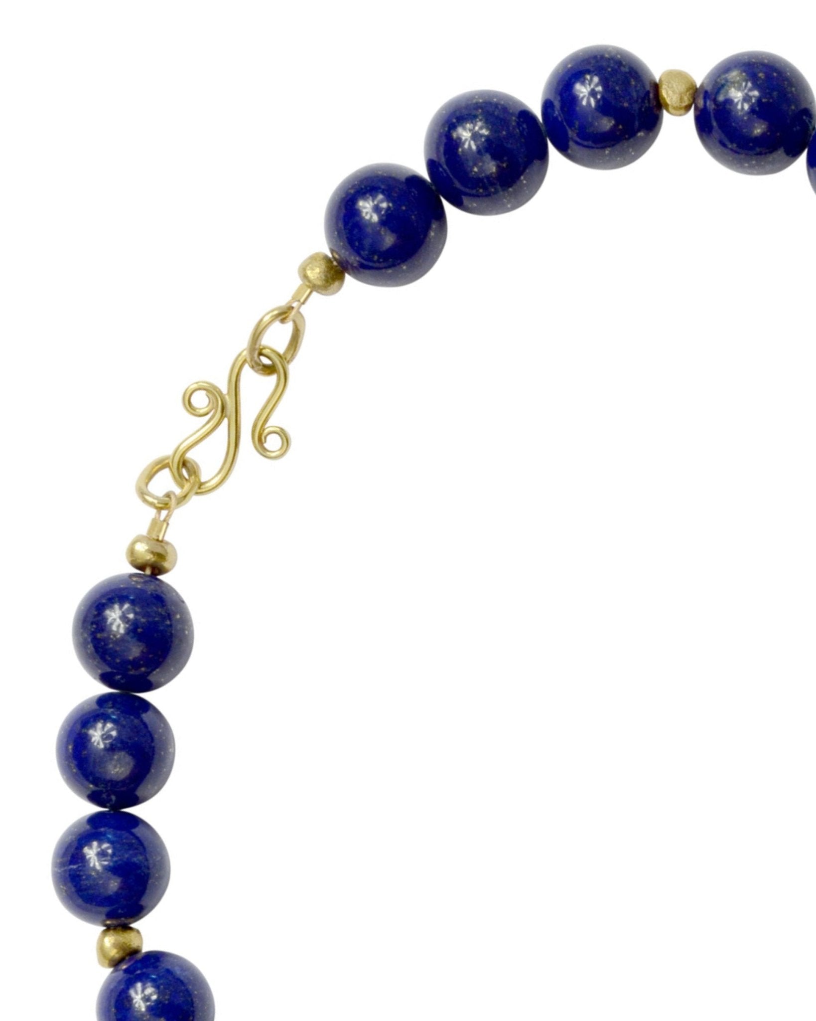 Round Lapis Lazuli and Solid 9ct Gold Nugget Necklace Necklace Pruden and Smith