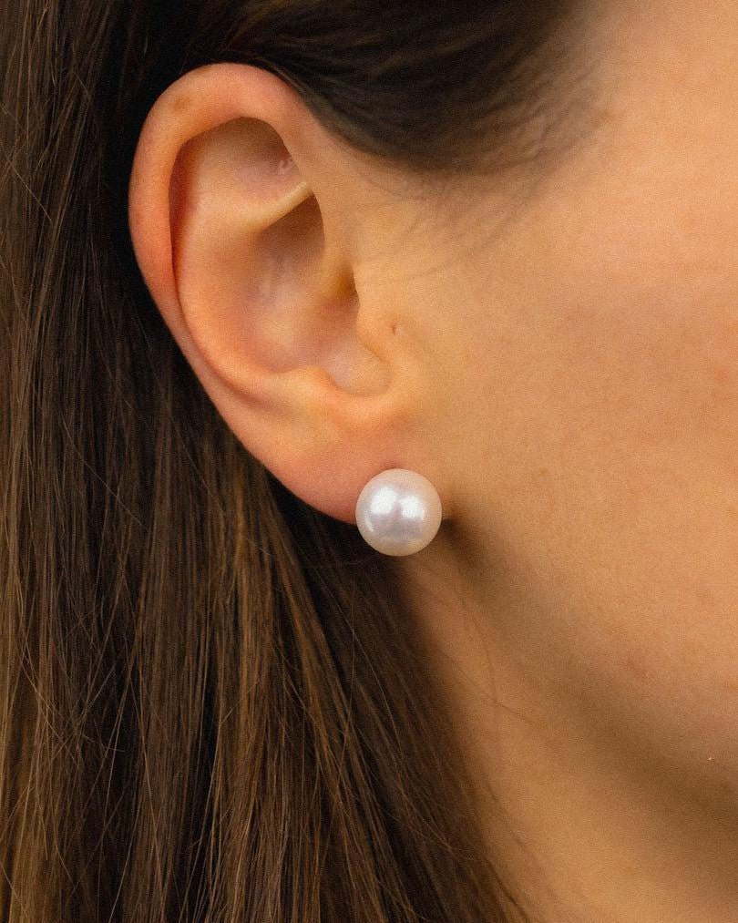 Round Pearl 9ct Yellow Gold Stud Earrings Earrings Pruden and Smith 10mm Fresh Water Pearl