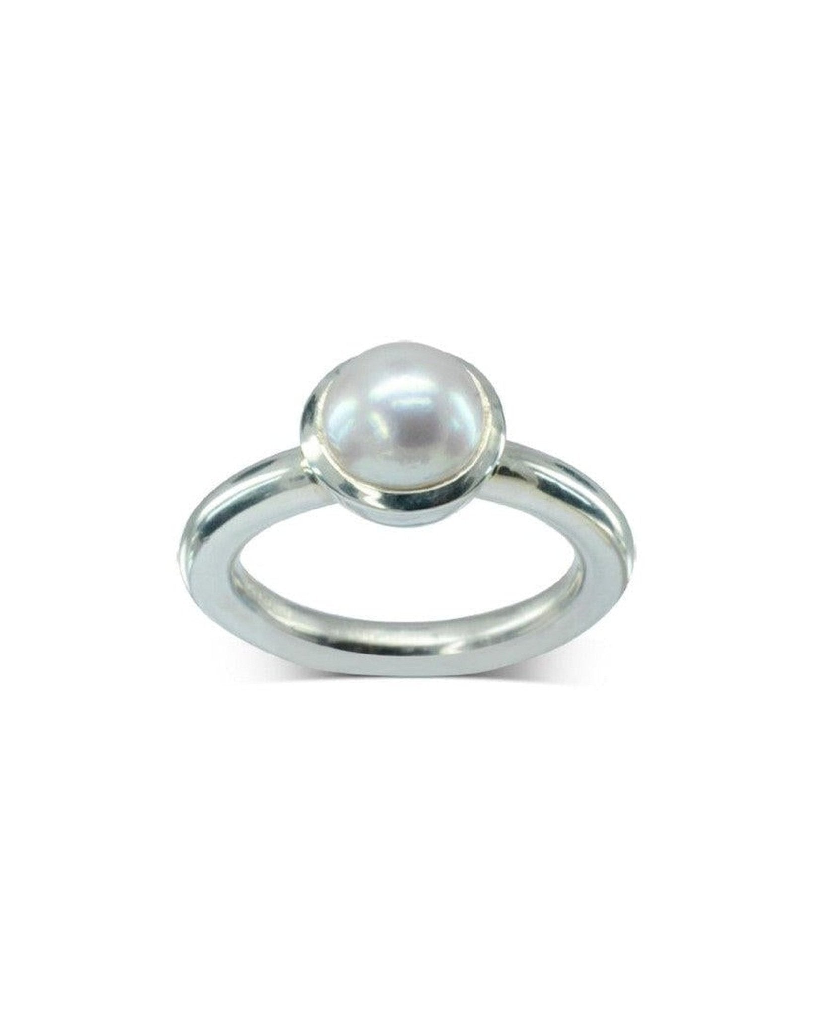 Round Pearl White Gold Ring Ring Pruden and Smith