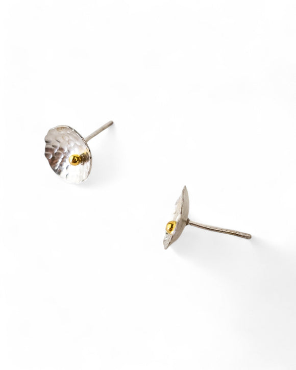 Round Silver and Gold Beaded Stud Earrings (Small) Earrings Pruden and Smith