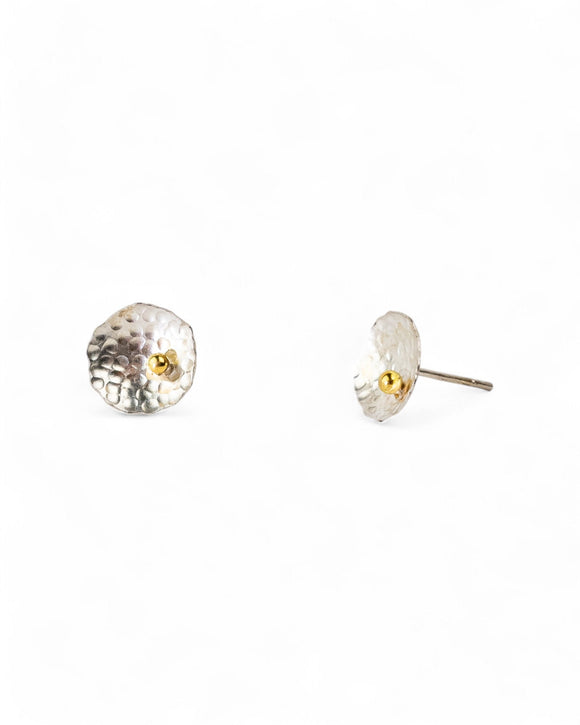 Round Silver and Gold Beaded Stud Earrings (Small) Earrings Pruden and Smith