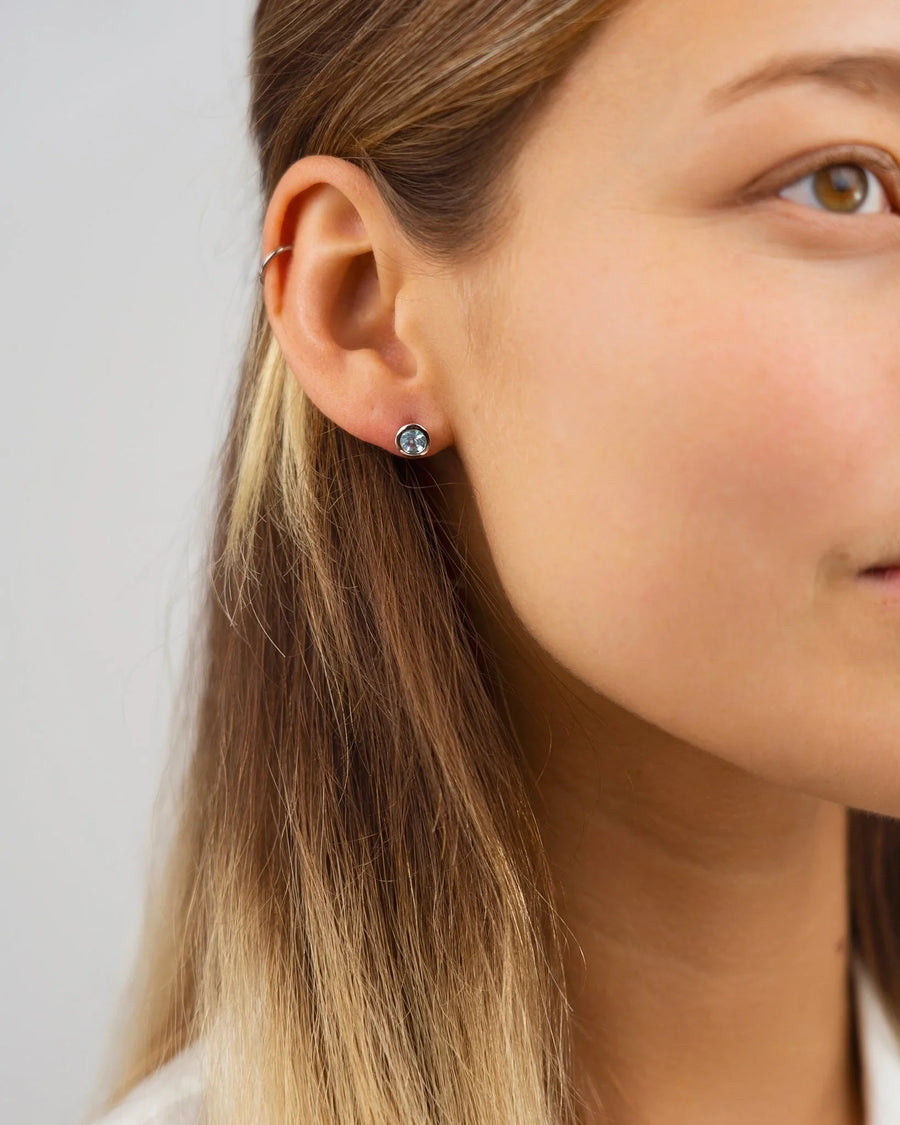 Round Silver Stud Earrings Earrings Pruden and Smith