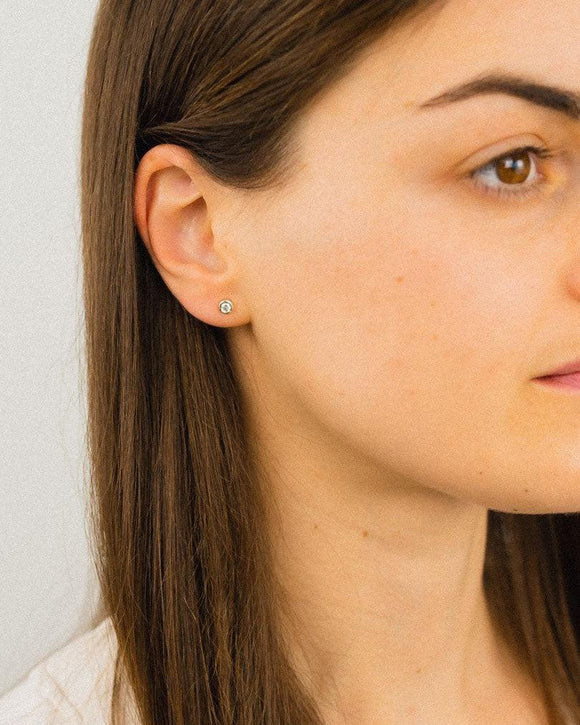 Round Yellow Gold Diamond Stud Earrings Earrings Pruden and Smith