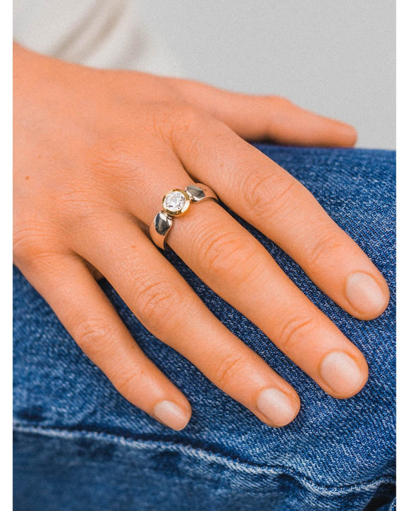 Rounded Mixed Metal Diamond Ring Ring Pruden and Smith