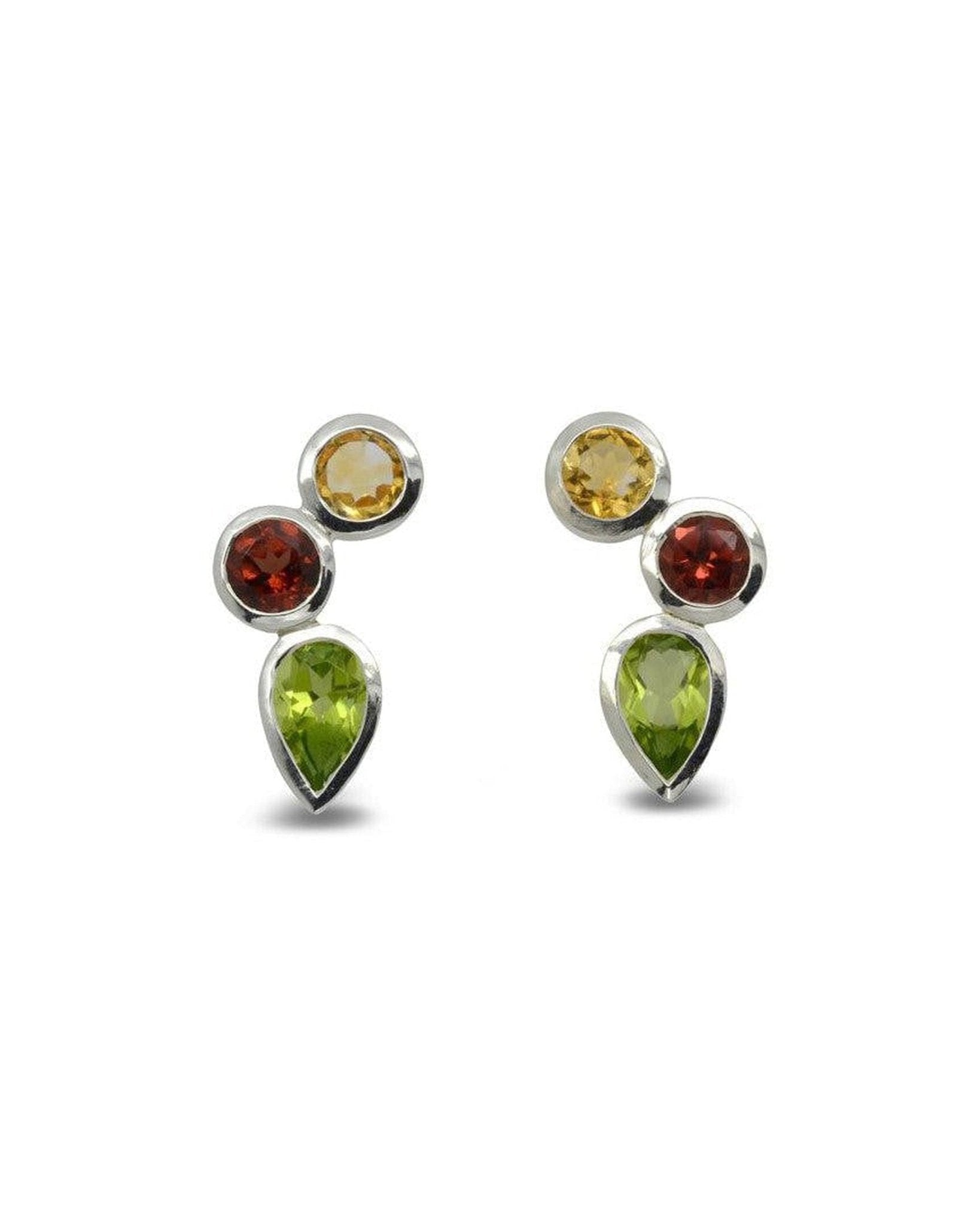 Rubover Citrine, Garnet and Peridot Earrings Earrings Pruden and Smith