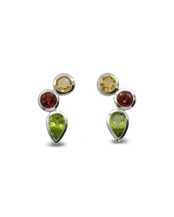 Rubover Citrine, Garnet and Peridot Earrings Earrings Pruden and Smith