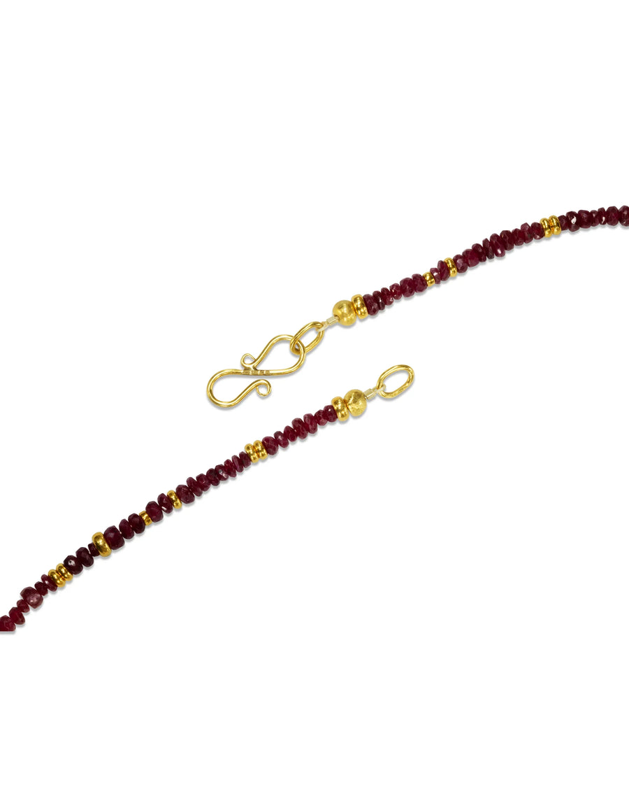 Ruby and Yellow Gold Necklace Necklace Pruden and Smith Close Up