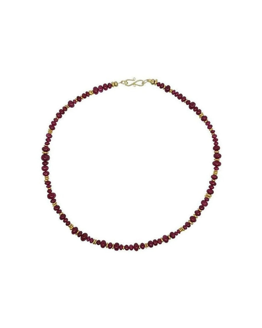 Ruby and Yellow Gold Necklace Necklace Pruden and Smith 3-5mm fine natural ruby and 9ct yellow gold beads (main pictures)