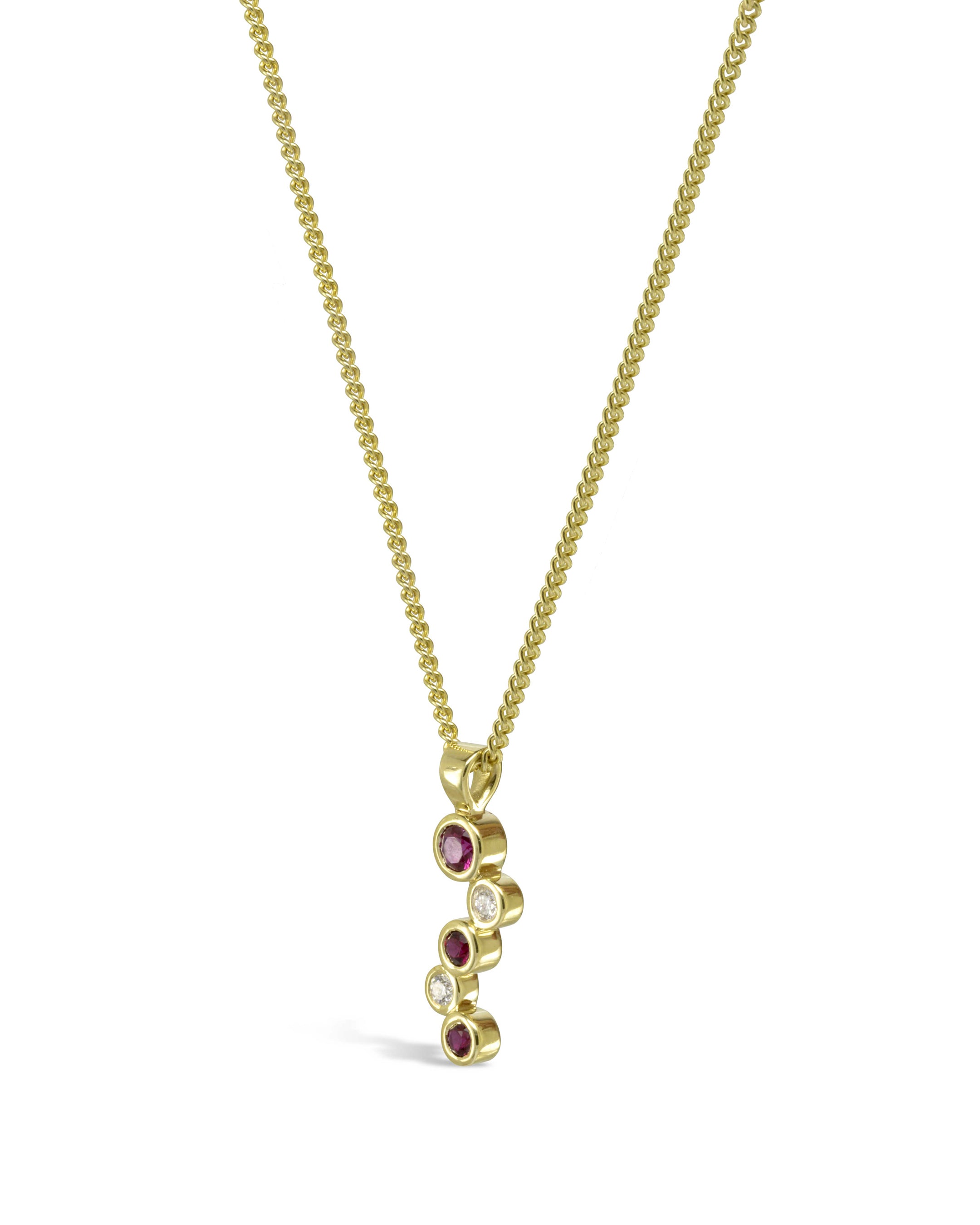 Water Bubbles Ruby and Diamond Pendant Pendant Pruden and Smith 9ct Yellow Gold