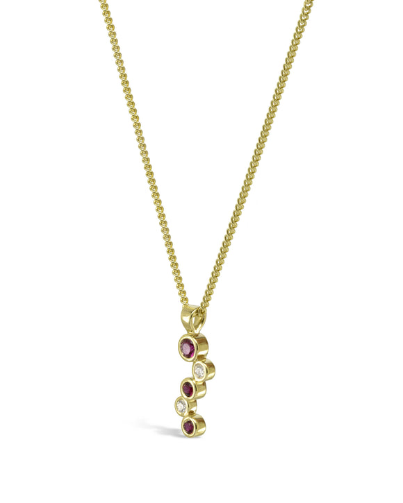 Water Bubbles Ruby and Diamond Pendant Pendant Pruden and Smith 9ct Yellow Gold