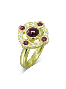 Ruby Cabochon Medieval Cluster Ring Ring Pruden and Smith   