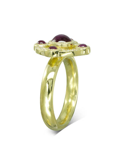 Ruby Cabochon Medieval Cluster Ring Ring Pruden and Smith   
