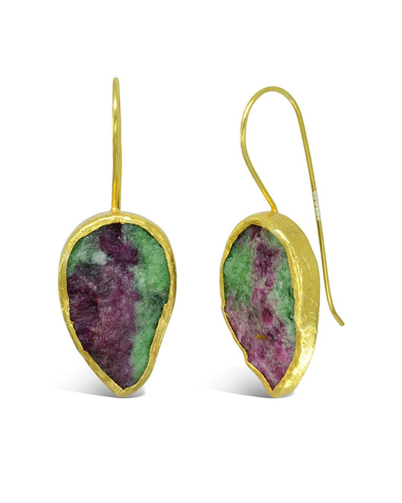 Ruby Zoisite Drop Earrings Earrings Pruden and Smith