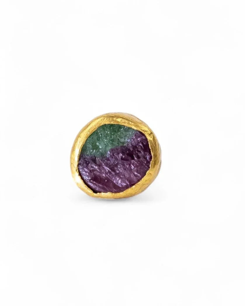 Ruby Zoisite Round Stud Earrings Earrings Pruden and Smith