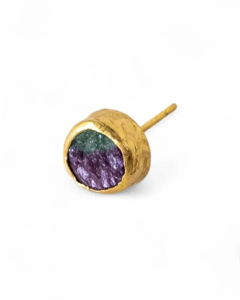 Ruby Zoisite Round Stud Earrings Earrings Pruden and Smith