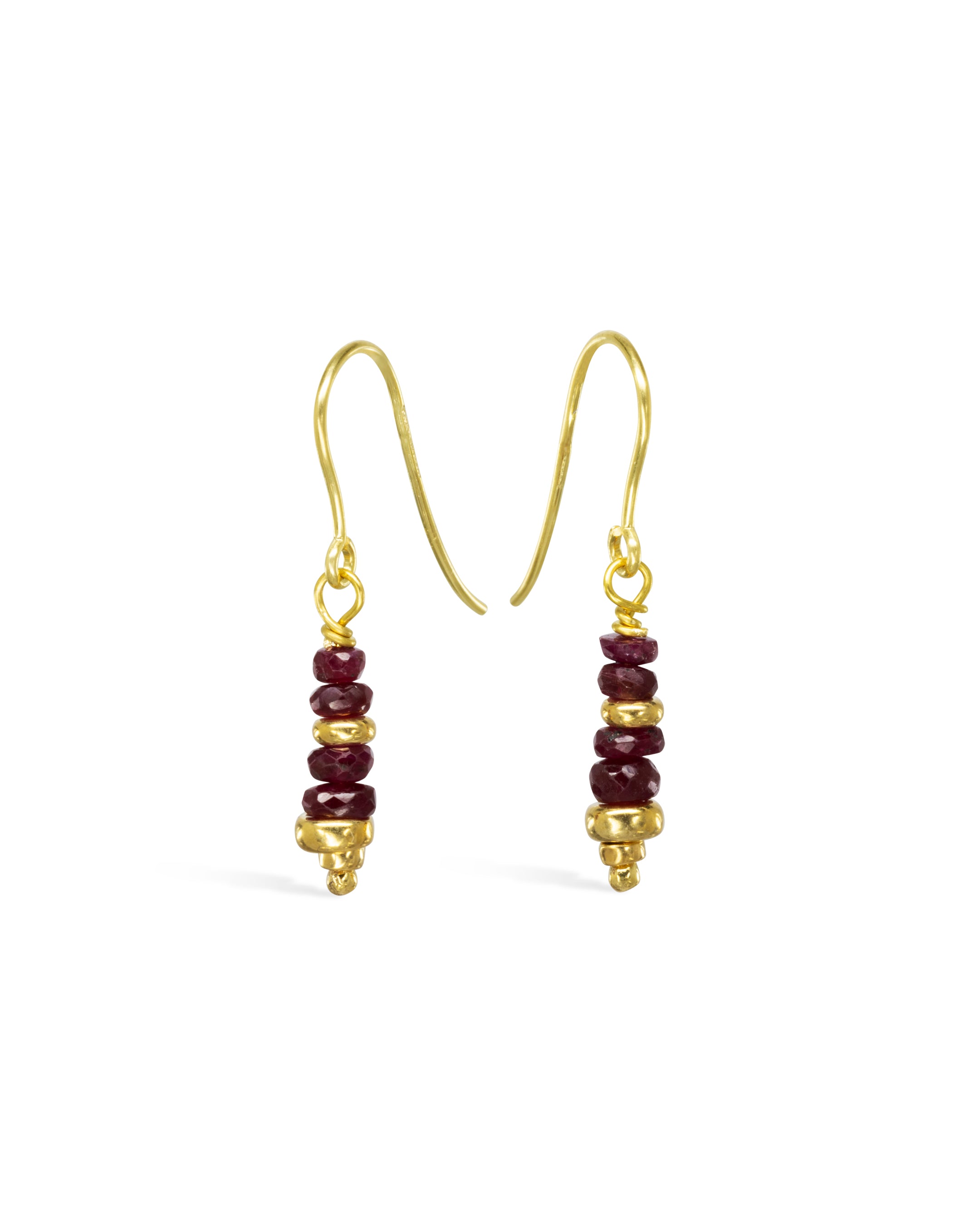 Nugget Gold and Gemstone Drop Earrings Pruden and Smith