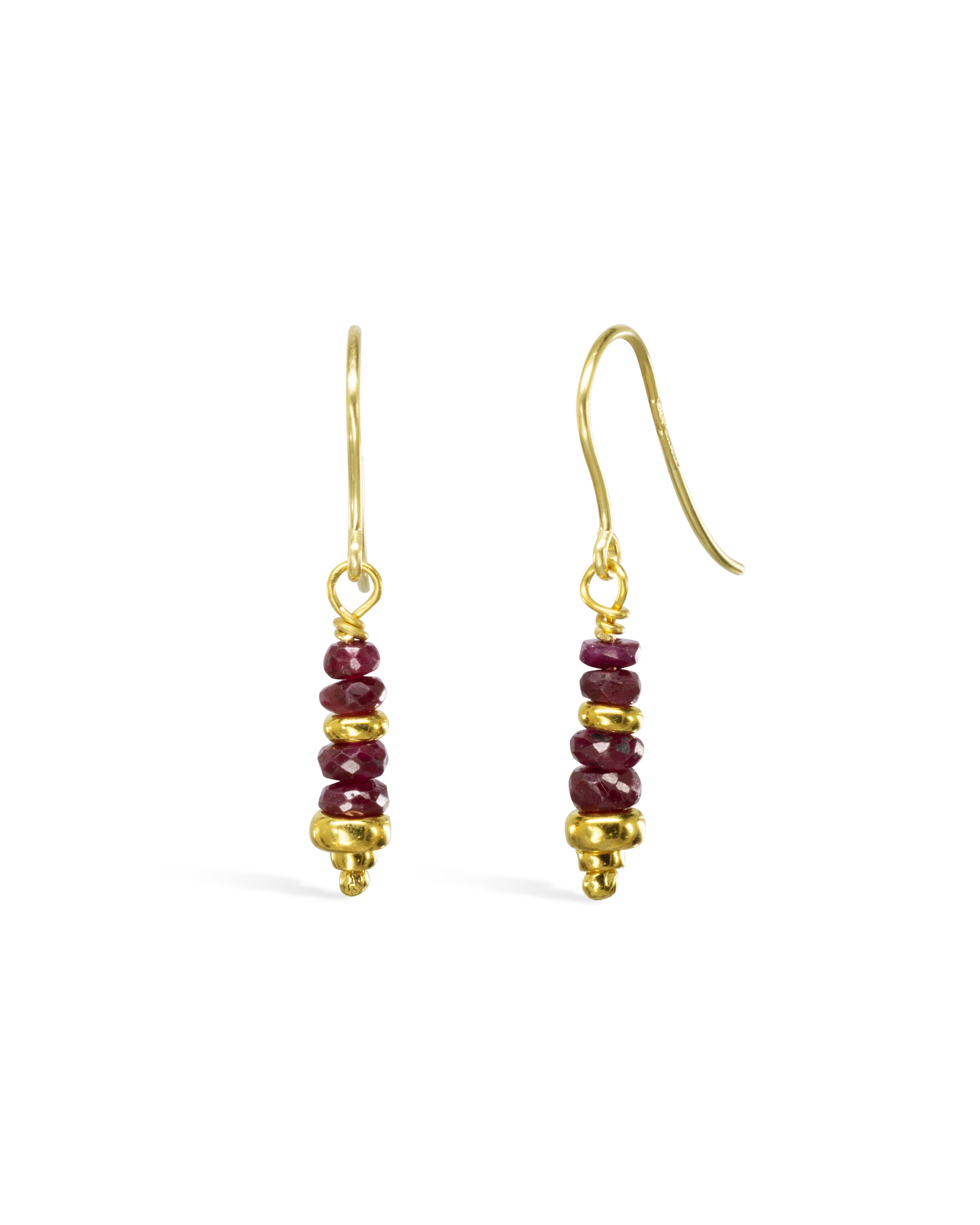 Nugget Gold and Gemstone Drop Earrings Pruden and Smith