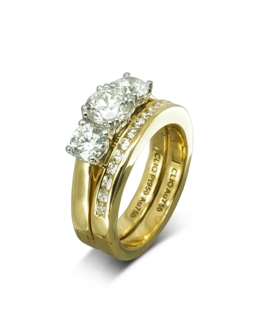 SALE SIZE 6.5 1.4ct Trilogy Diamond Hinged Engagement Ring Ring Pruden and Smith