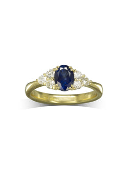 Vintage Trefoil Diamond and Sapphire Engagement Ring Pruden and Smith