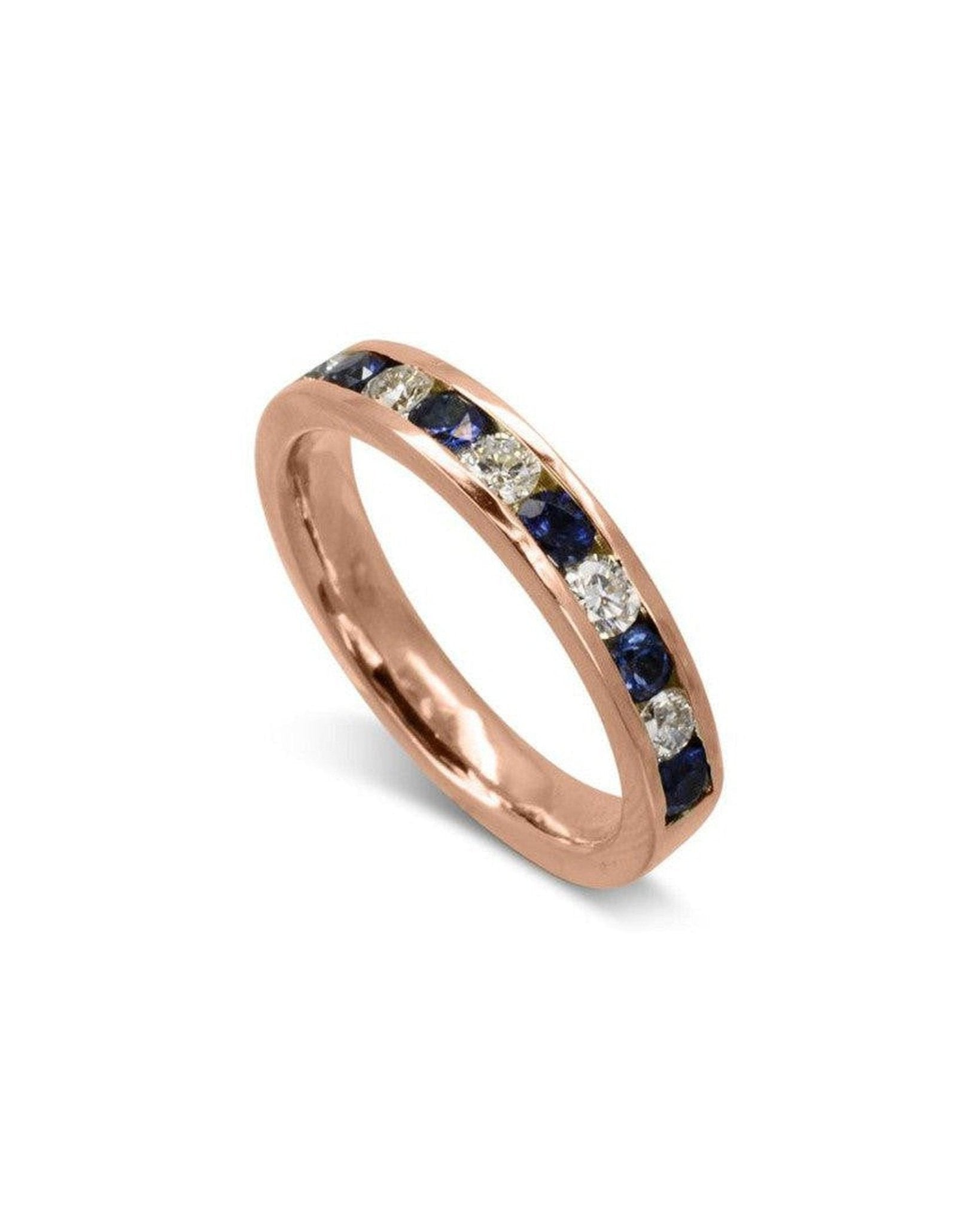 Sapphire and Diamond Eternity Ring Ring Pruden and Smith 18ct Rose Gold 60% Set Band