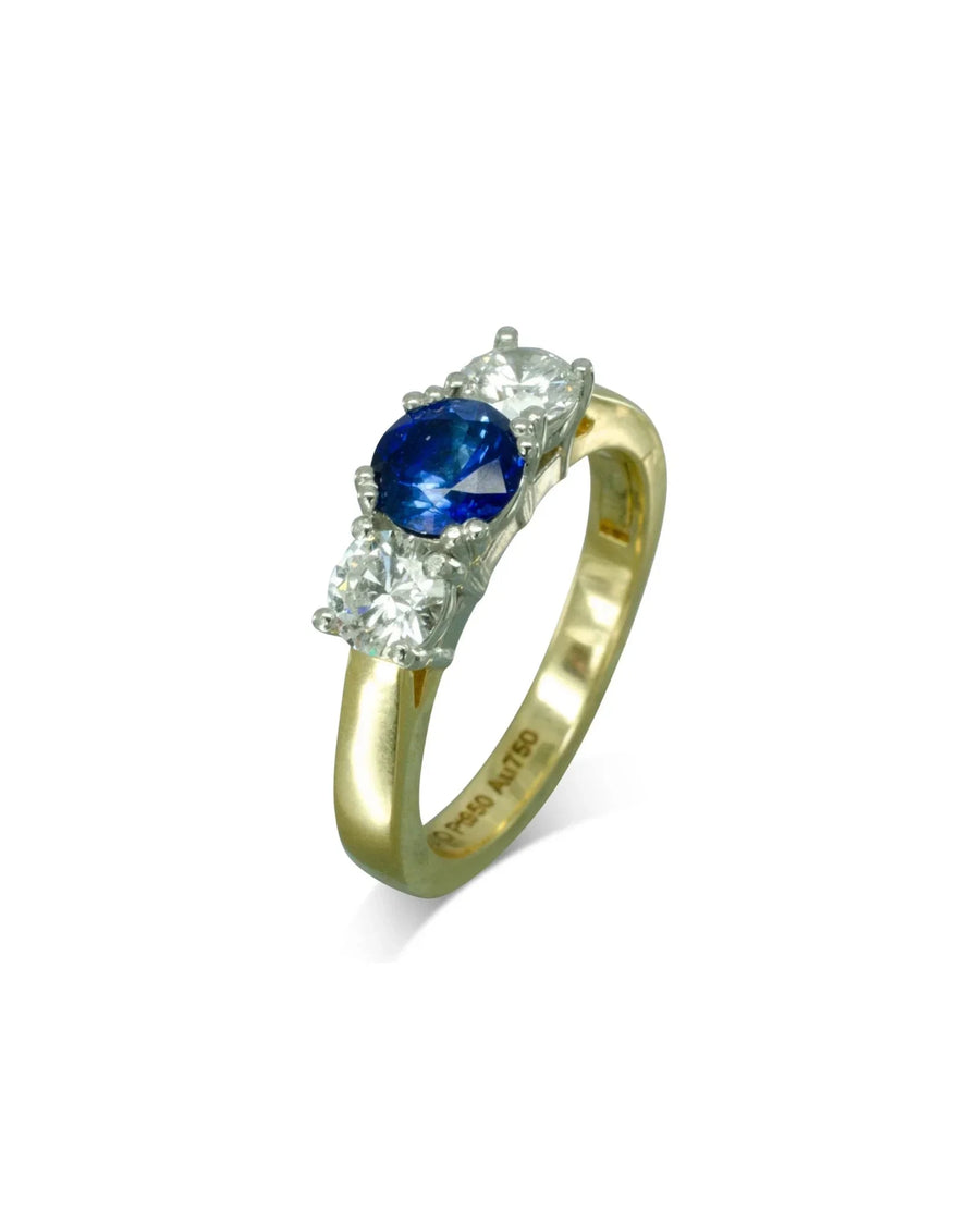Sapphire and Diamond Hinged Engagement Ring Ring Pruden and Smith